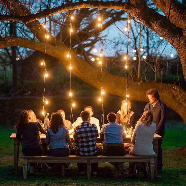 Lisslune | G40-EU-25 G40 7.6m 175W E12 IP44 waterproof Retro Filament light bulbs string, 25 light bulbs LED decorative lamp for garden, construction, bar, party, wedding, AC 220V, EU plug (Warm White)