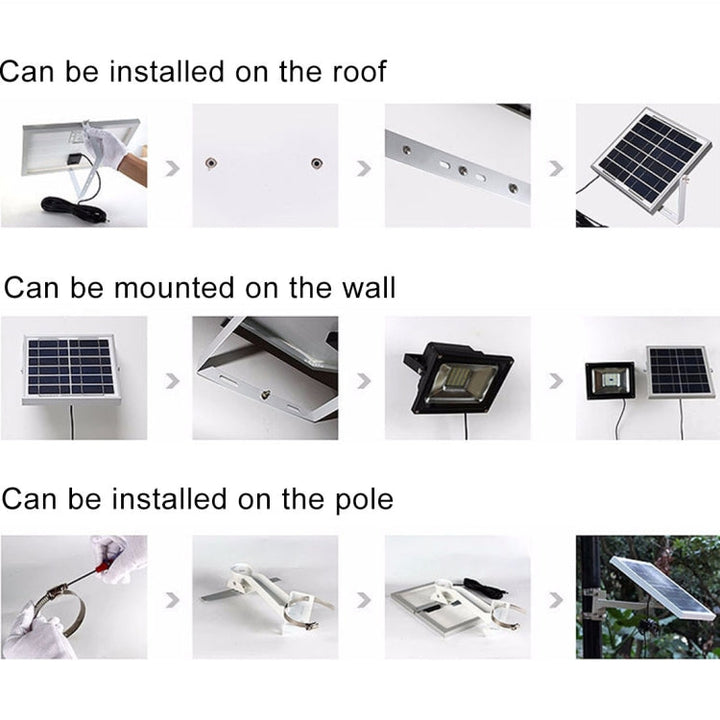 Lisslune | 10W 100 LEDs IP67 Waterproof Solar Power Floodlight with Remote Control