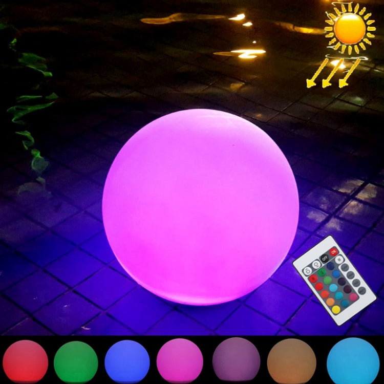 Lisslune | LEH-42321 40cm Round Ball Solar Power Lamp, Floating Garden Color Changing LED Light with 0.7W Monocrystalline Silicon Solar Panel & Remote Control (White)