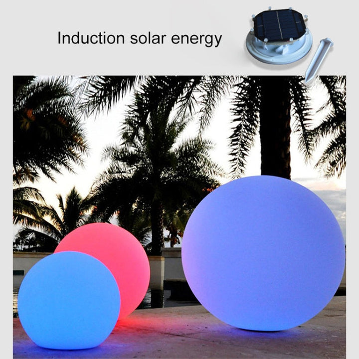 Lisslune | LEH-42321 40cm Round Ball Solar Power Lamp, Floating Garden Color Changing LED Light with 0.7W Monocrystalline Silicon Solar Panel & Remote Control (White)