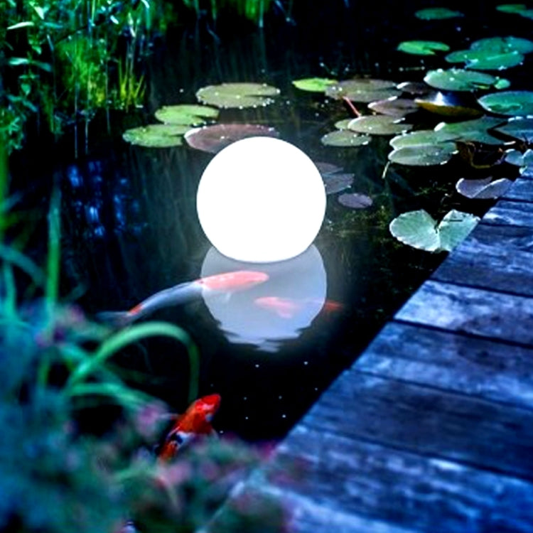 Lisslune | LEH-42321 40cm Round Ball Solar Power Lamp, Floating Garden Color Changing LED Light with 0.7W Monocrystalline Silicon Solar Panel & Remote Control (White)