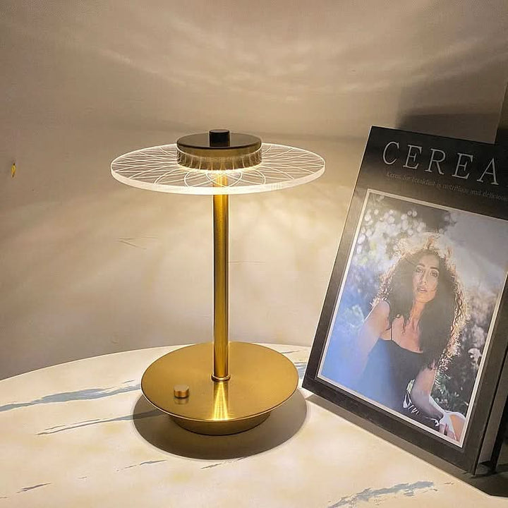 Lisslune | Cordless Rechargeable LED Crystal Disc Table Lamp