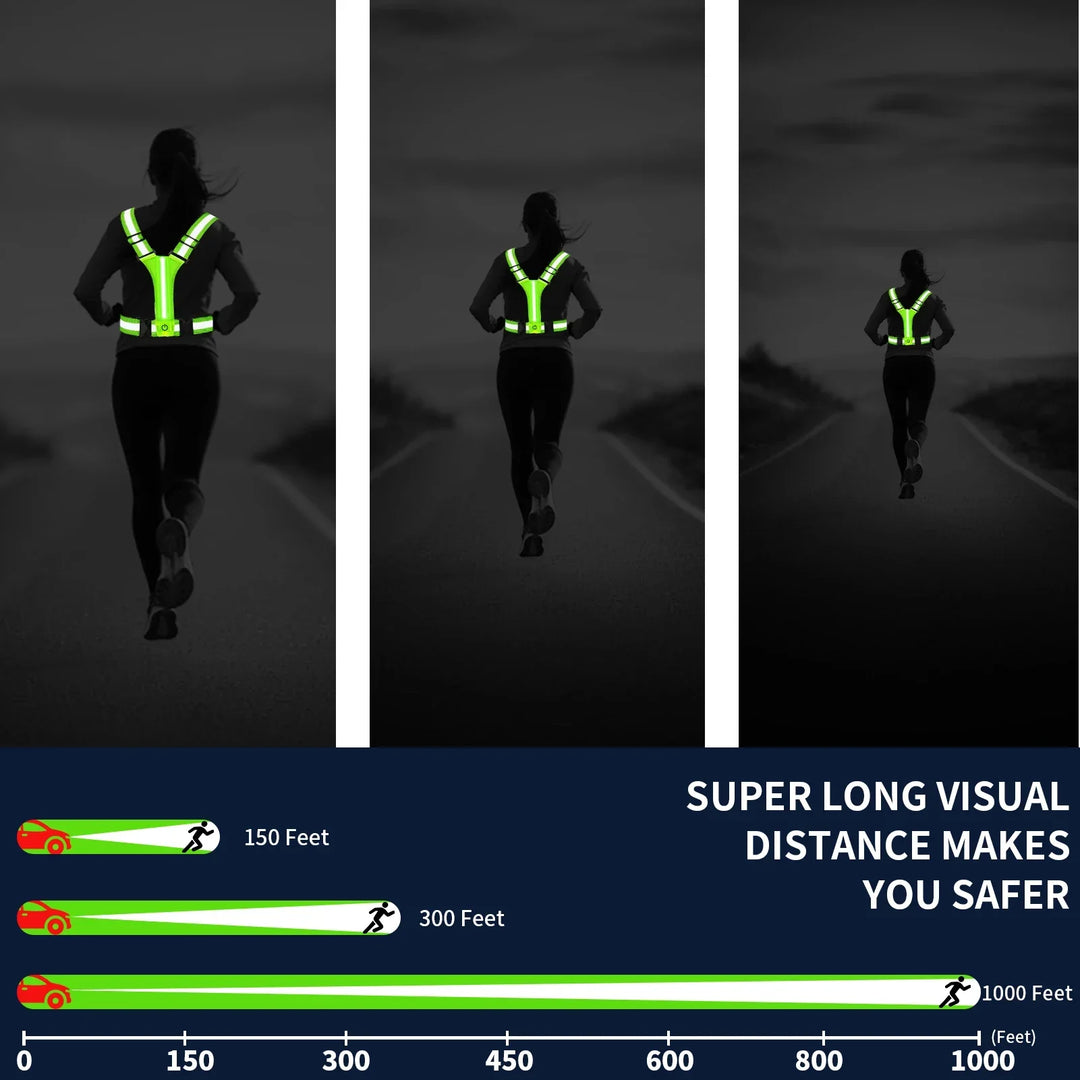 Lisslune | LED Running Vest – Rechargeable Safety Vest with Reflective Strips