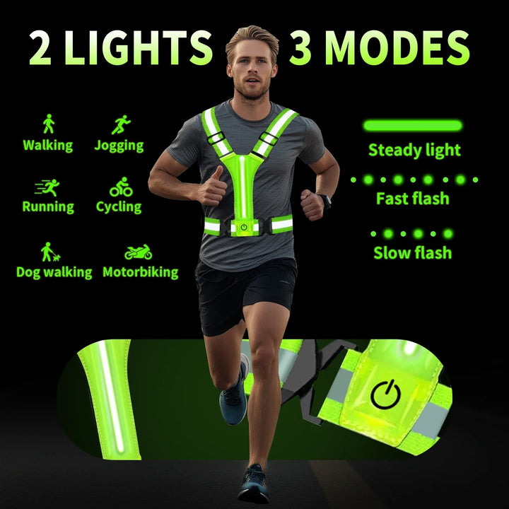 Lisslune | LED Running Vest – Rechargeable Safety Vest with Reflective Strips
