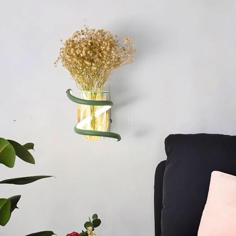 Lisslune | LED Wall Vase Lamp made of Wood & Aluminum for Stylish Outdoor Areas