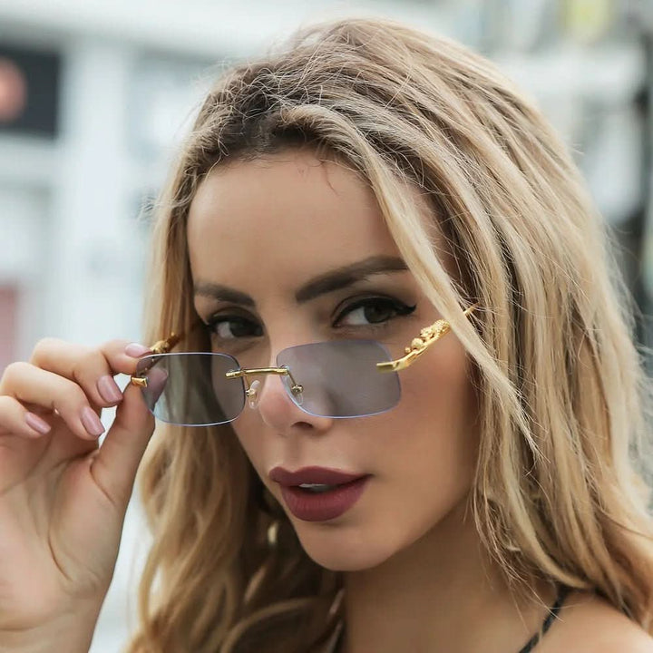 Lisslune | Rimless Leopard Head Sunglasses with UV400 Protection