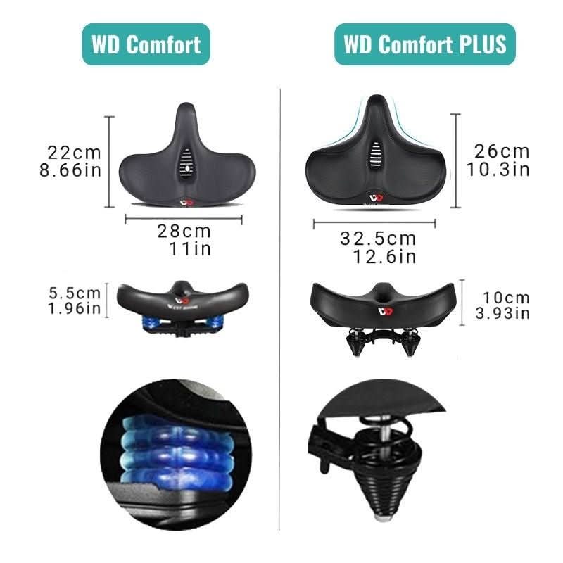 Lisslune | Ergonomic bicycle saddle with memory foam & extra wide seat surface
