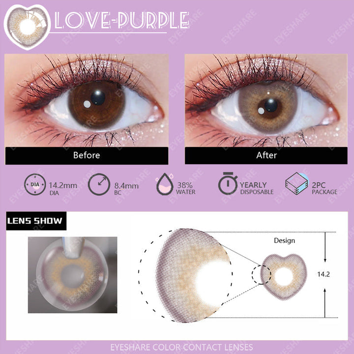Rynx Love Purple 14.2mm 1 Pair | 1 Year