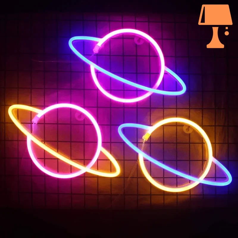 Lisslune | CosmoGlow – Planet-inspired wall-mounted neon tube lights