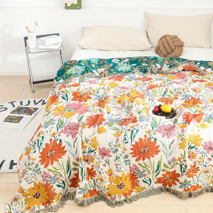 Lisslune | Blooming Floral All-Season Cotton Blanket