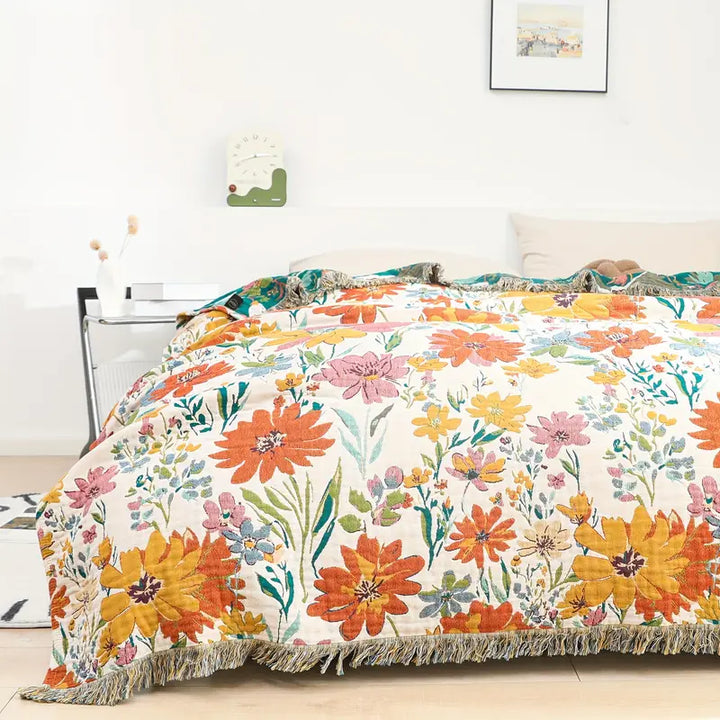 Lisslune | Blooming Floral All-Season Cotton Blanket
