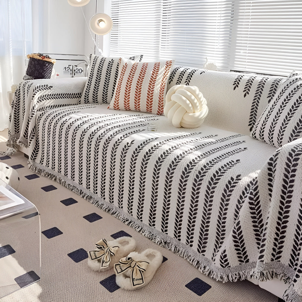 Lisslune | Leaf Fringed Lace Sofa Cover