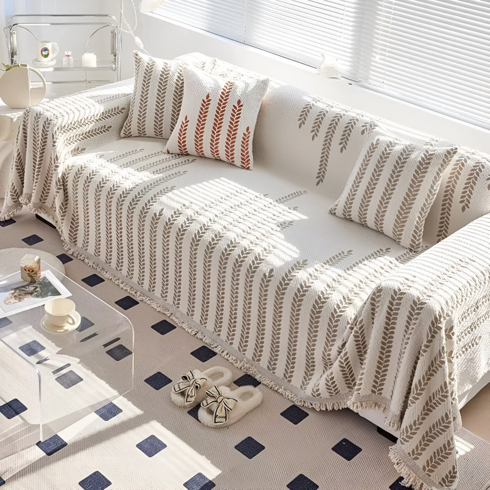 Lisslune | Leaf Fringed Lace Sofa Cover
