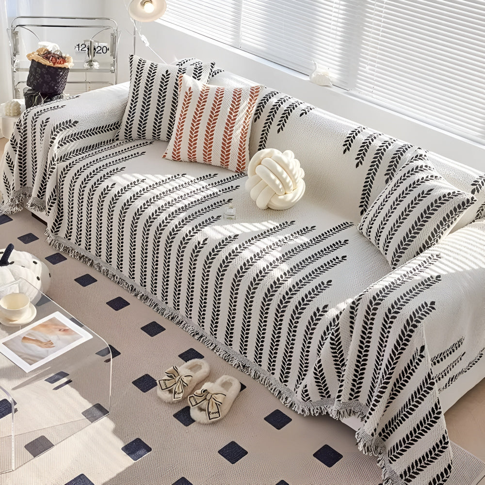 Lisslune | Leaf Fringed Lace Sofa Cover