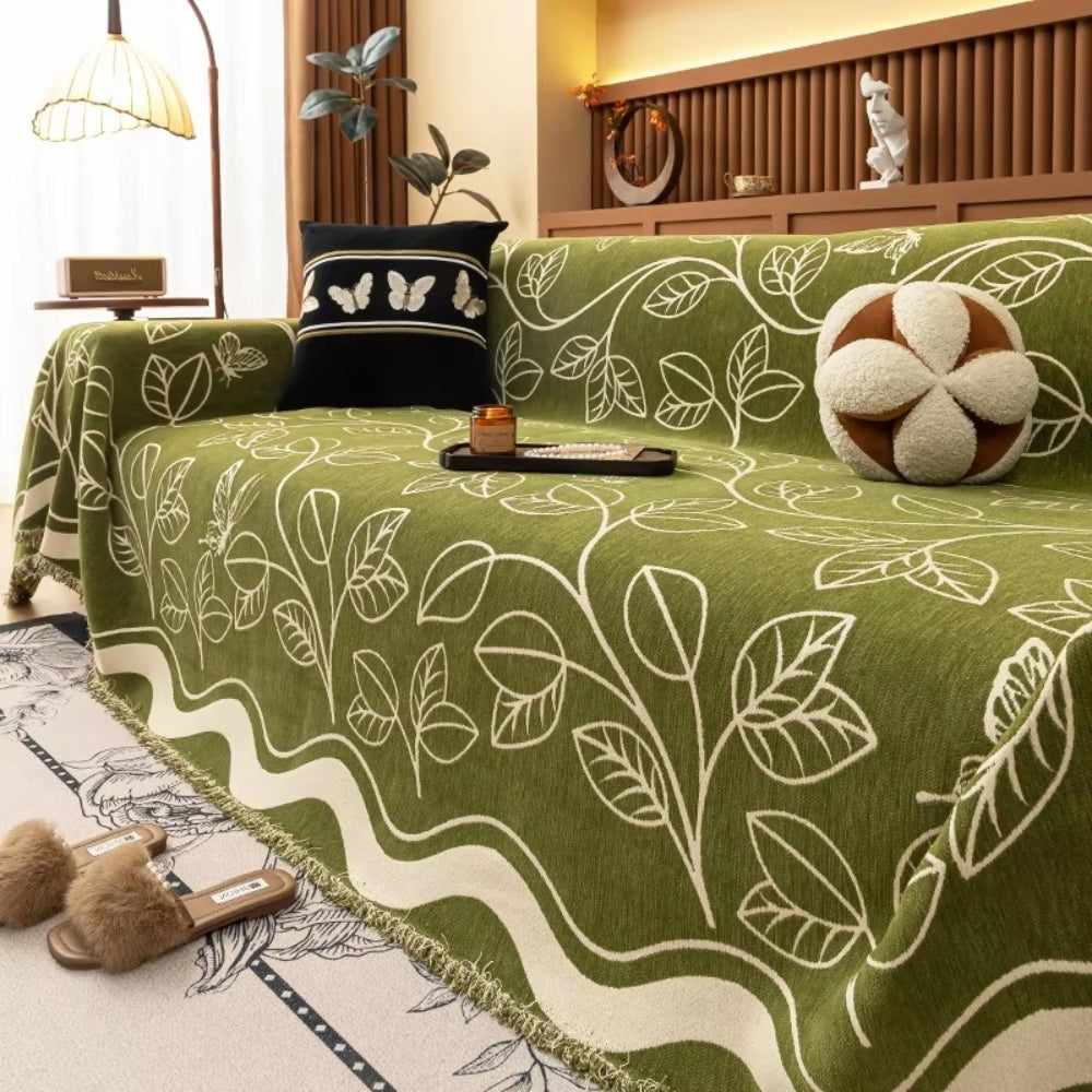 Lisslune | Leaf Inspired Luxury Chenille Sofa Cover