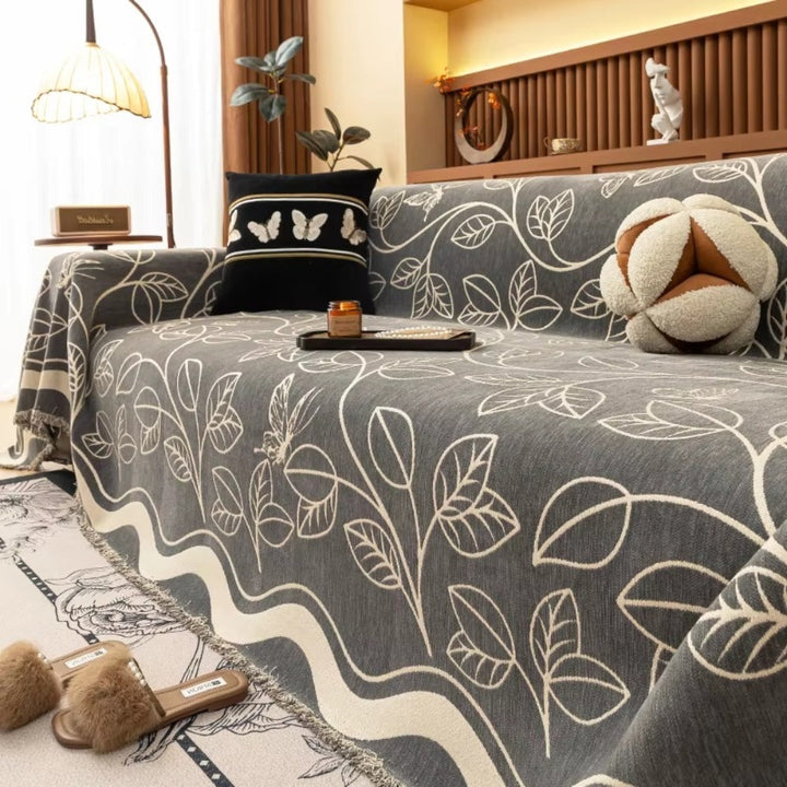 Lisslune | Leaf Inspired Luxury Chenille Sofa Cover