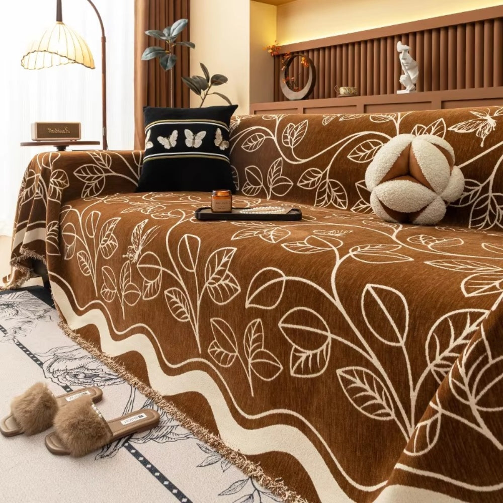 Lisslune | Leaf Inspired Luxury Chenille Sofa Cover