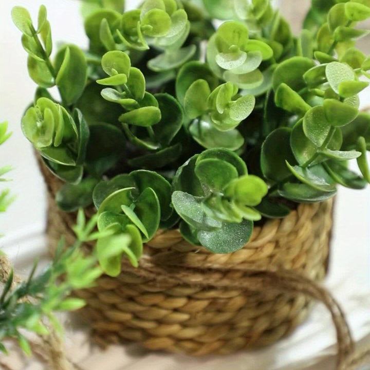 Lisslune | Leafara Hanging Artificial Plant In Woven Basket Pot