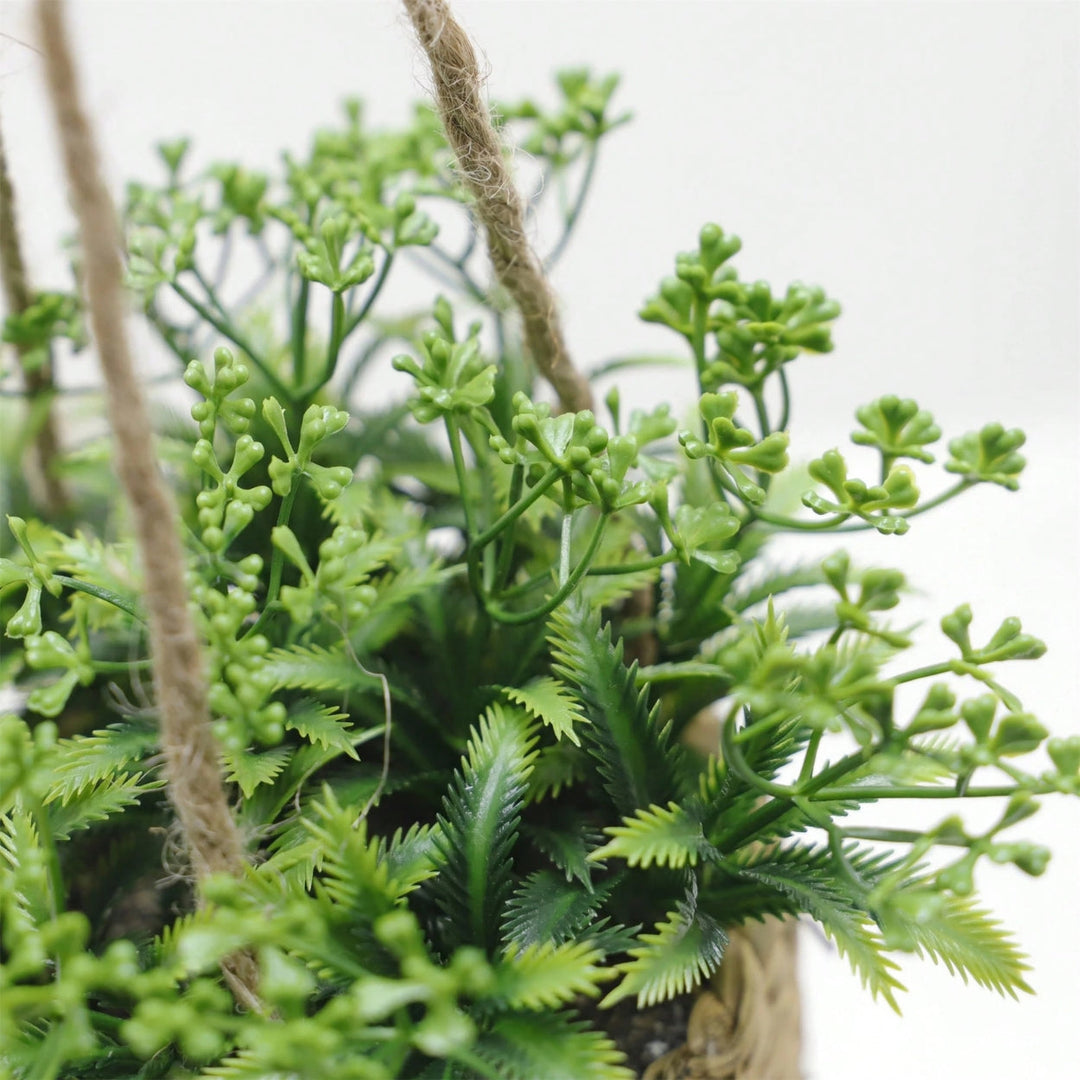 Lisslune | Leafara Hanging Artificial Plant In Woven Basket Pot