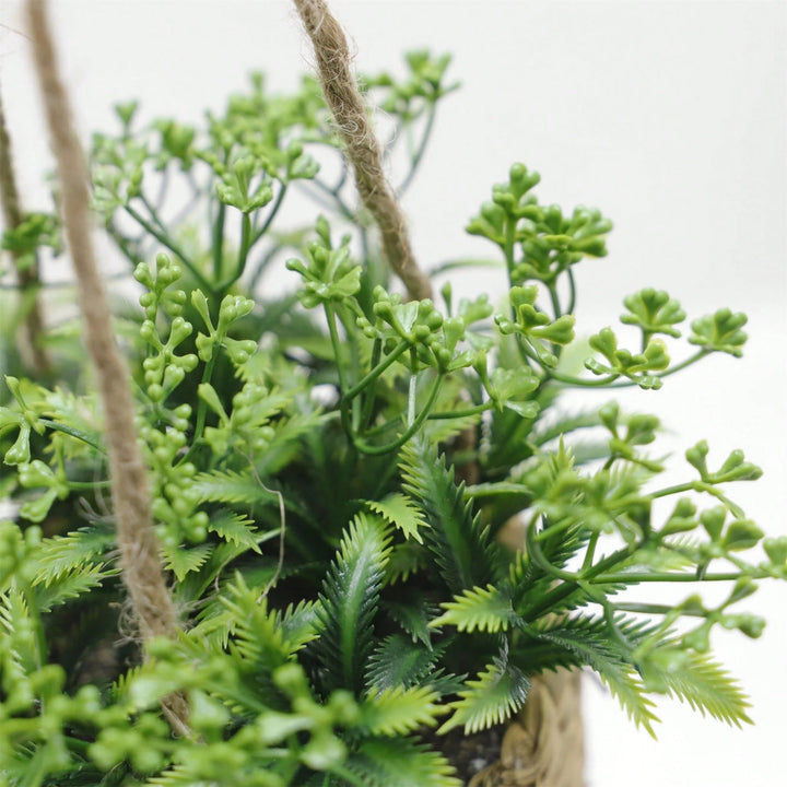Lisslune | Leafara Hanging Artificial Plant In Woven Basket Pot