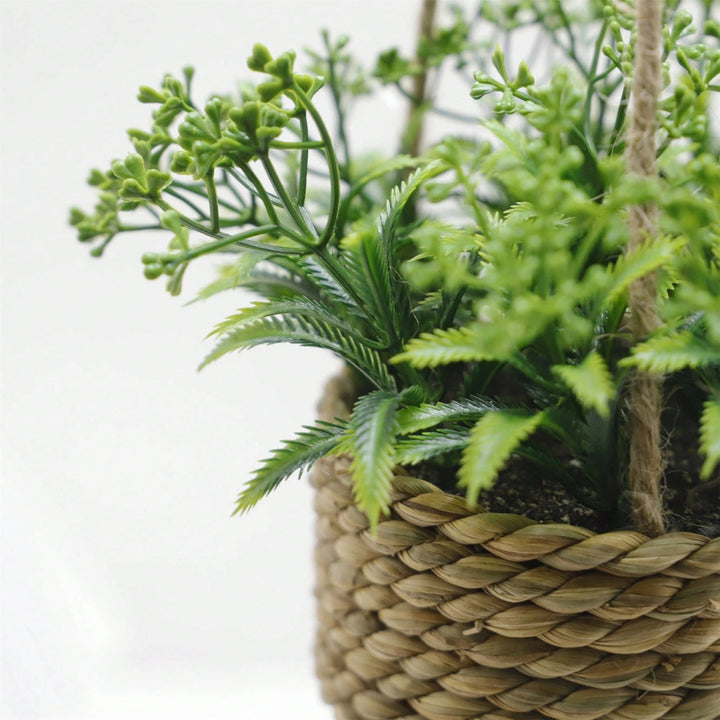 Lisslune | Leafara Hanging Artificial Plant In Woven Basket Pot