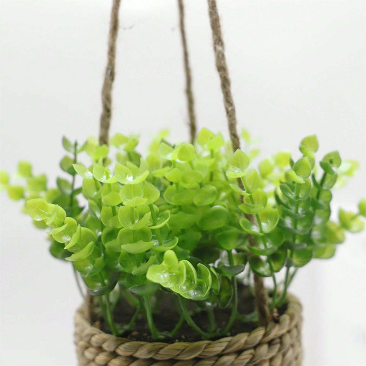 Lisslune | Leafara Hanging Artificial Plant In Woven Basket Pot