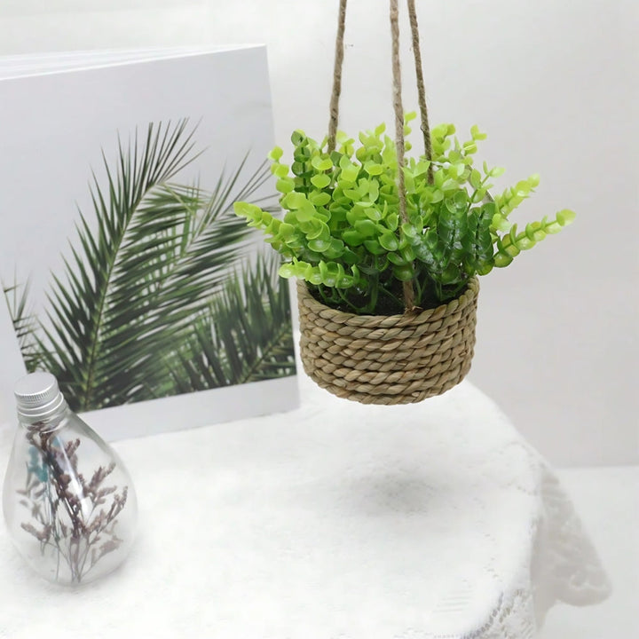 Lisslune | Leafara Hanging Artificial Plant In Woven Basket Pot