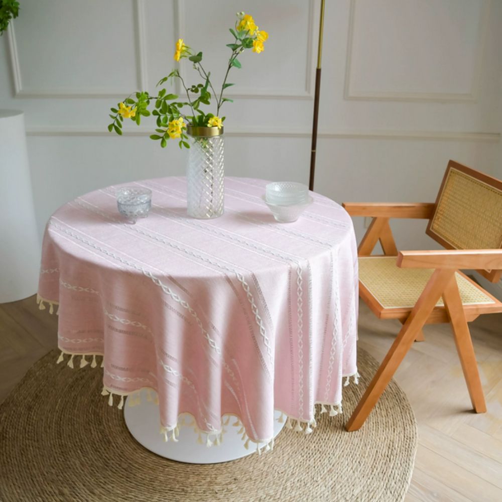 Lisslune | Leafline Embroidered Round Tablecloth