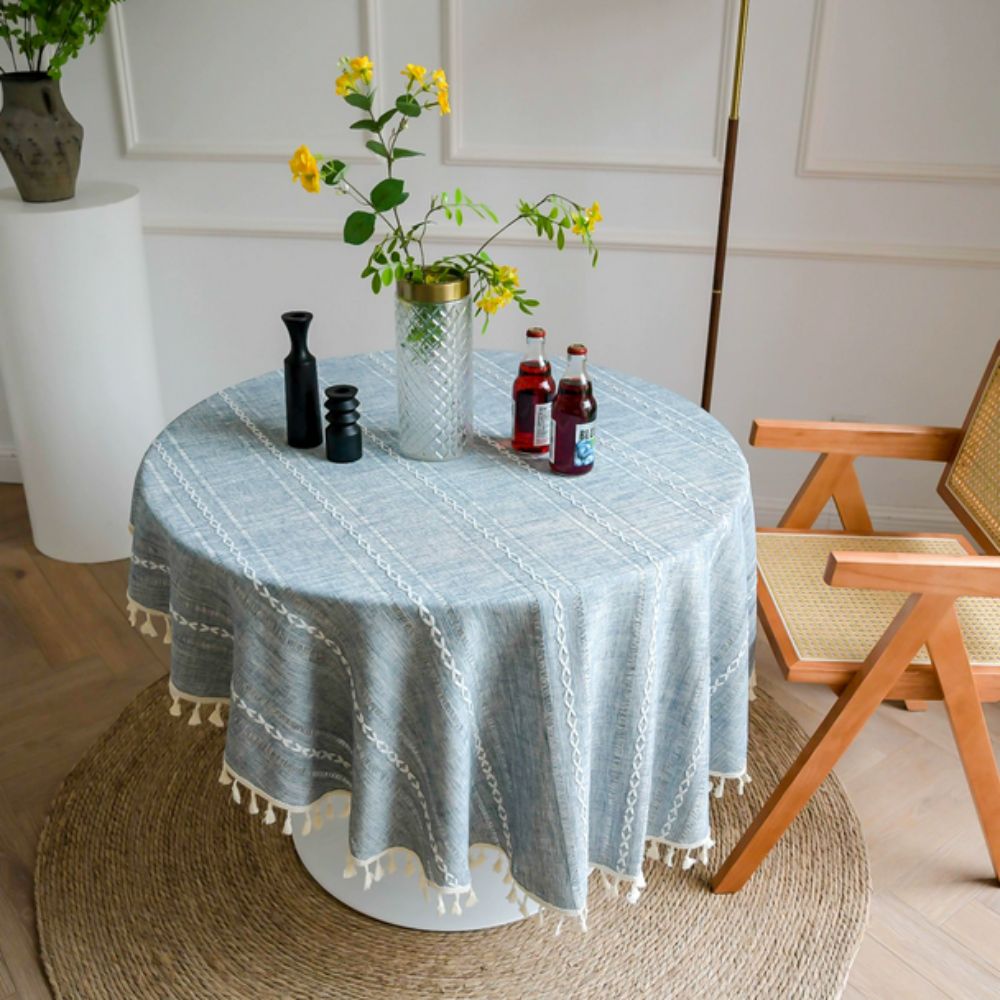 Lisslune | Leafline Embroidered Round Tablecloth