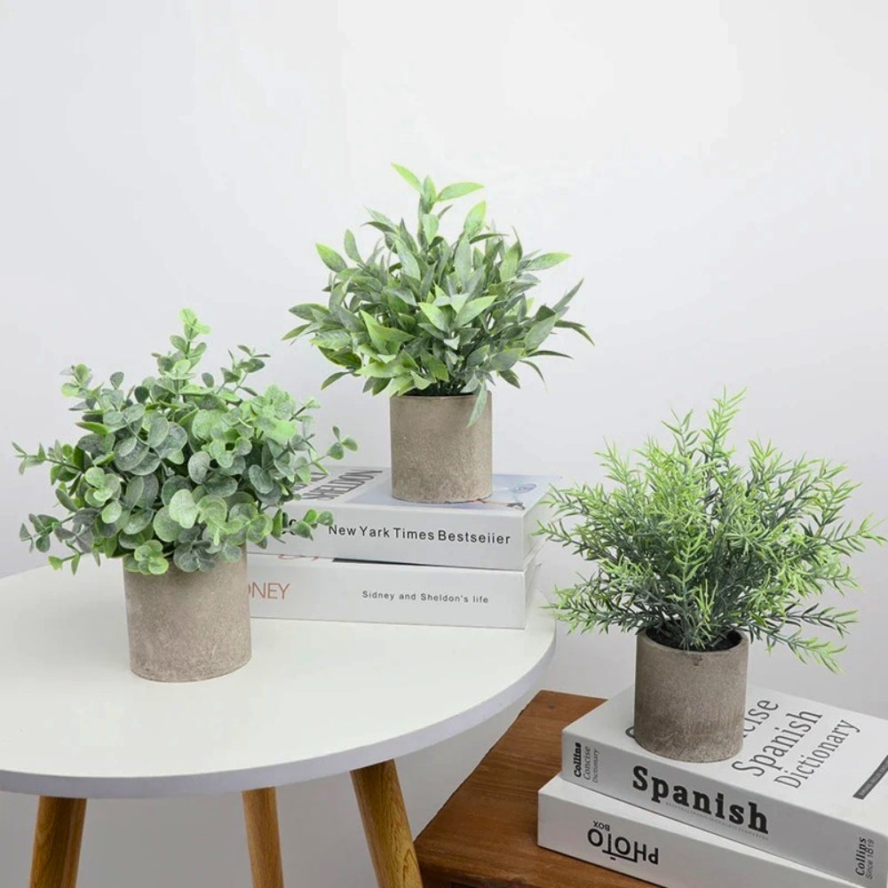 Lisslune | Leafora Artificial Plants in Modern Pots Decor | 3pcs Set