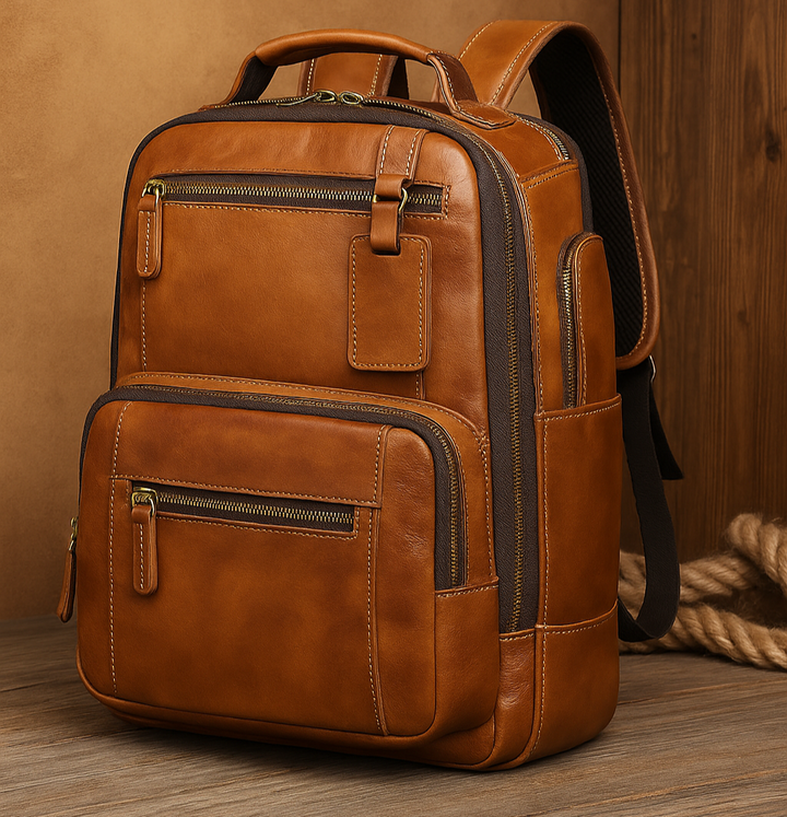 Lisslune | Seattle Leather Backpack – Zipper Design for Business, Travel & Everyday Use