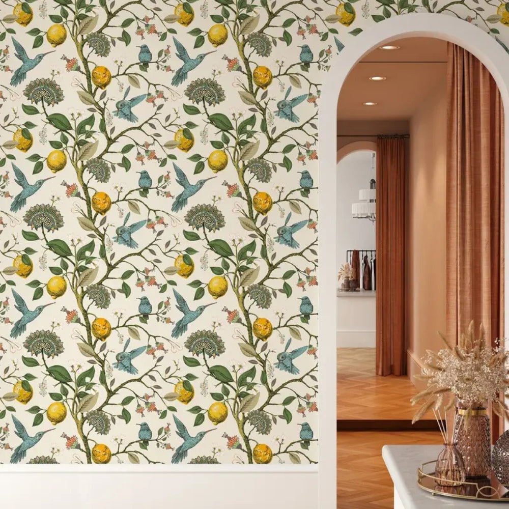Lisslune | Lemon Bluebird PVC Adhesive Wallpaper