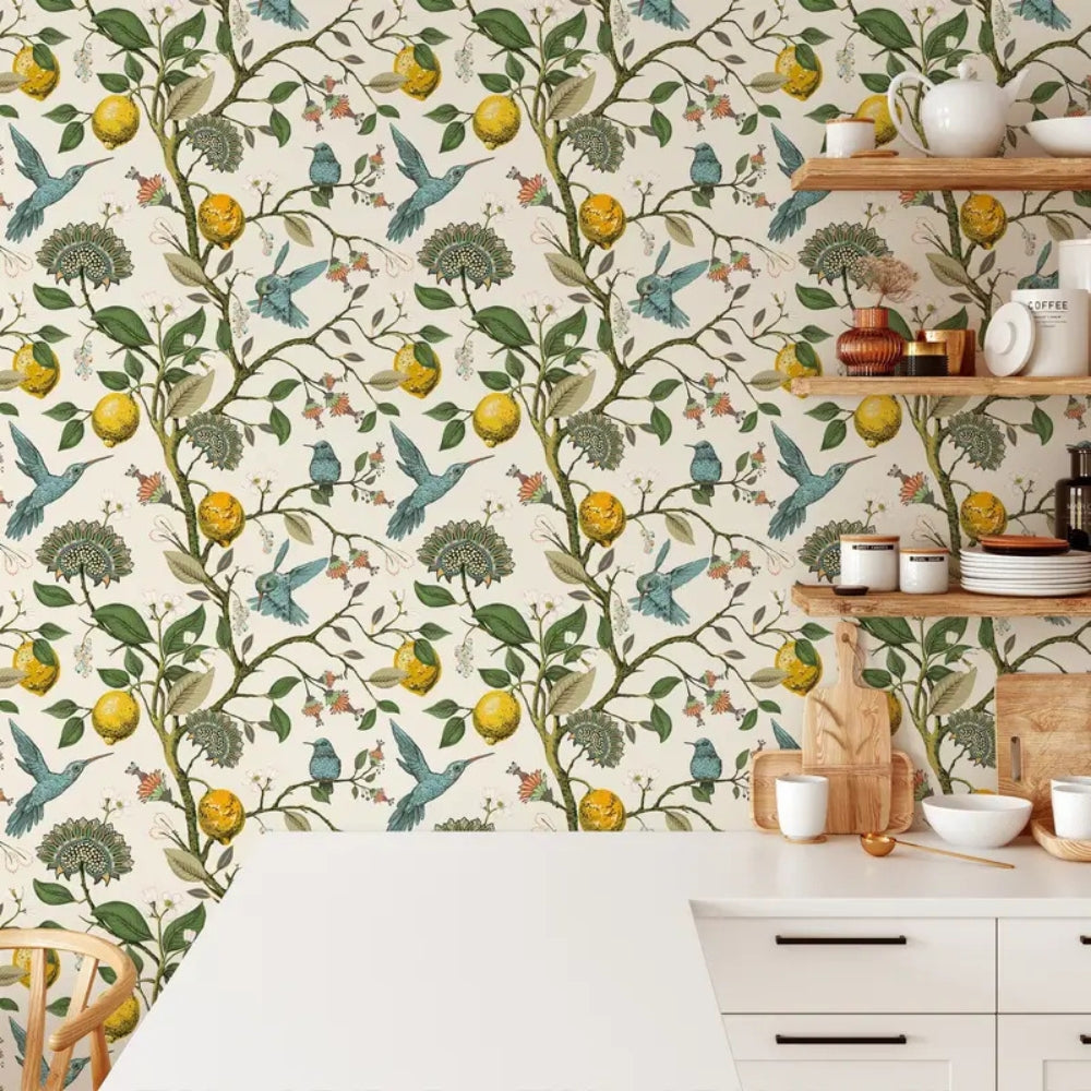 Lisslune | Lemon Bluebird PVC Adhesive Wallpaper