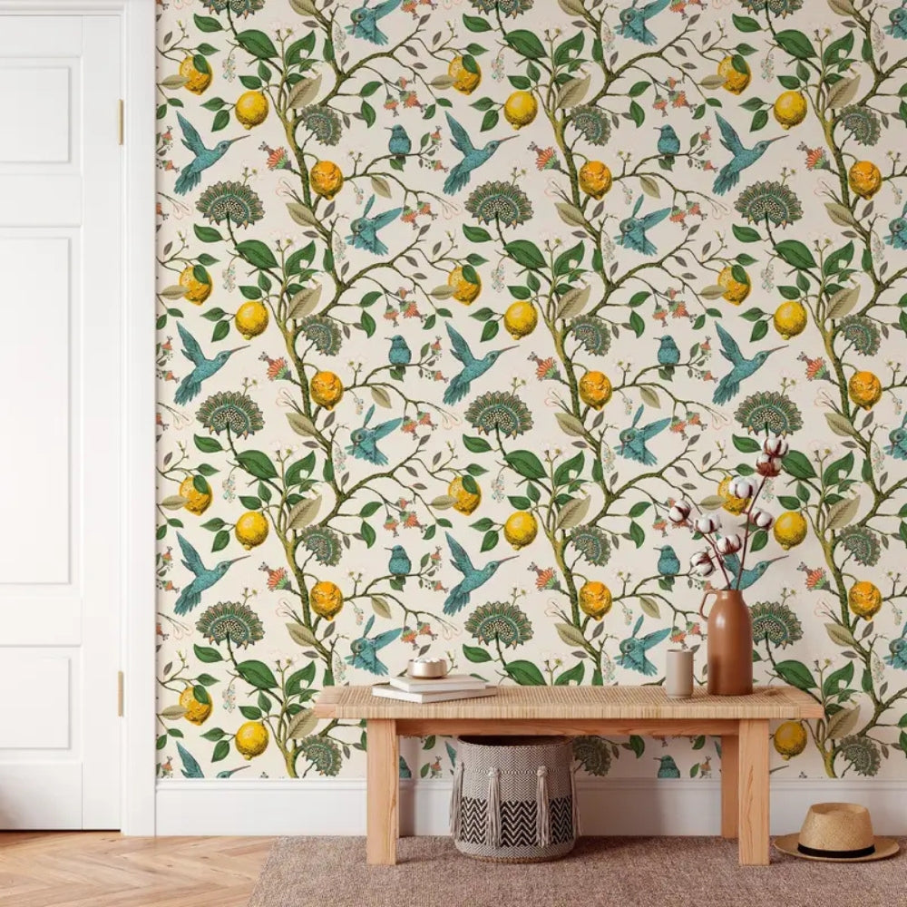 Lisslune | Lemon Bluebird PVC Adhesive Wallpaper