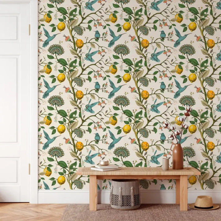 Lisslune | Lemon Bluebird PVC Adhesive Wallpaper
