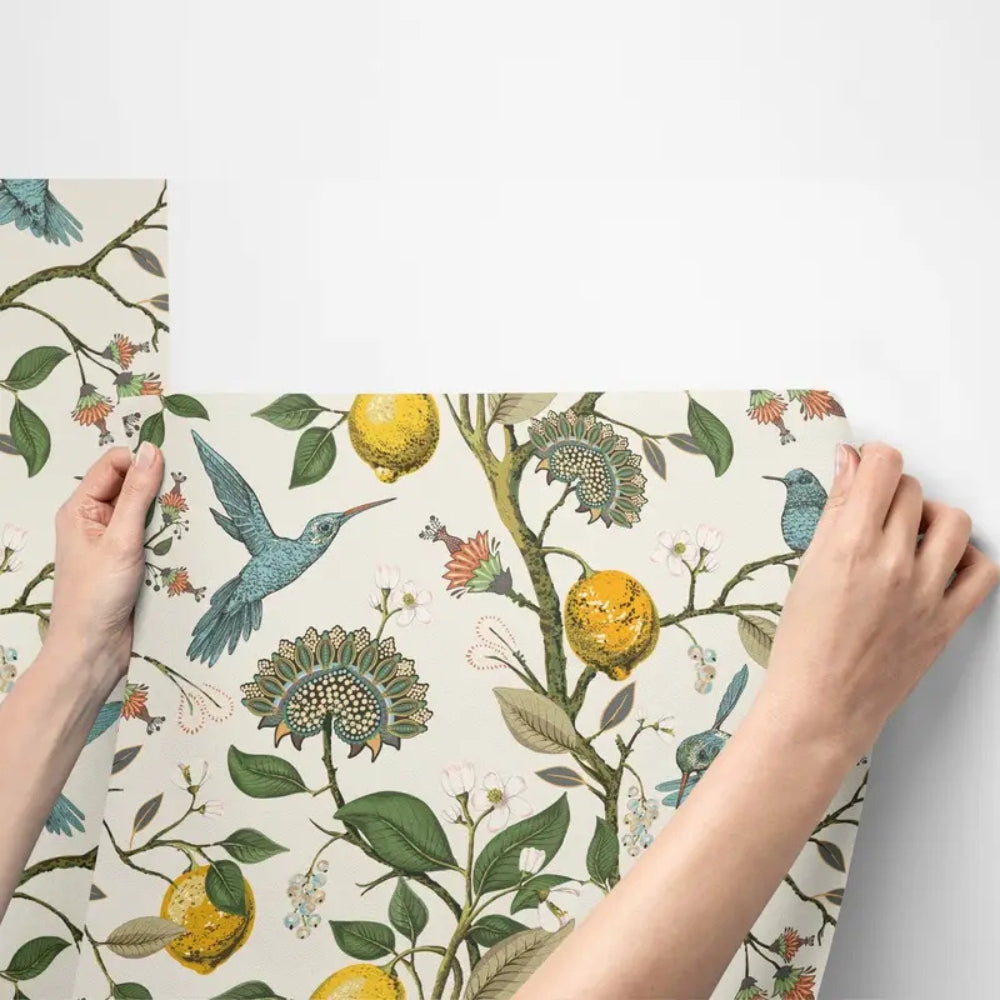 Lisslune | Lemon Bluebird PVC Adhesive Wallpaper