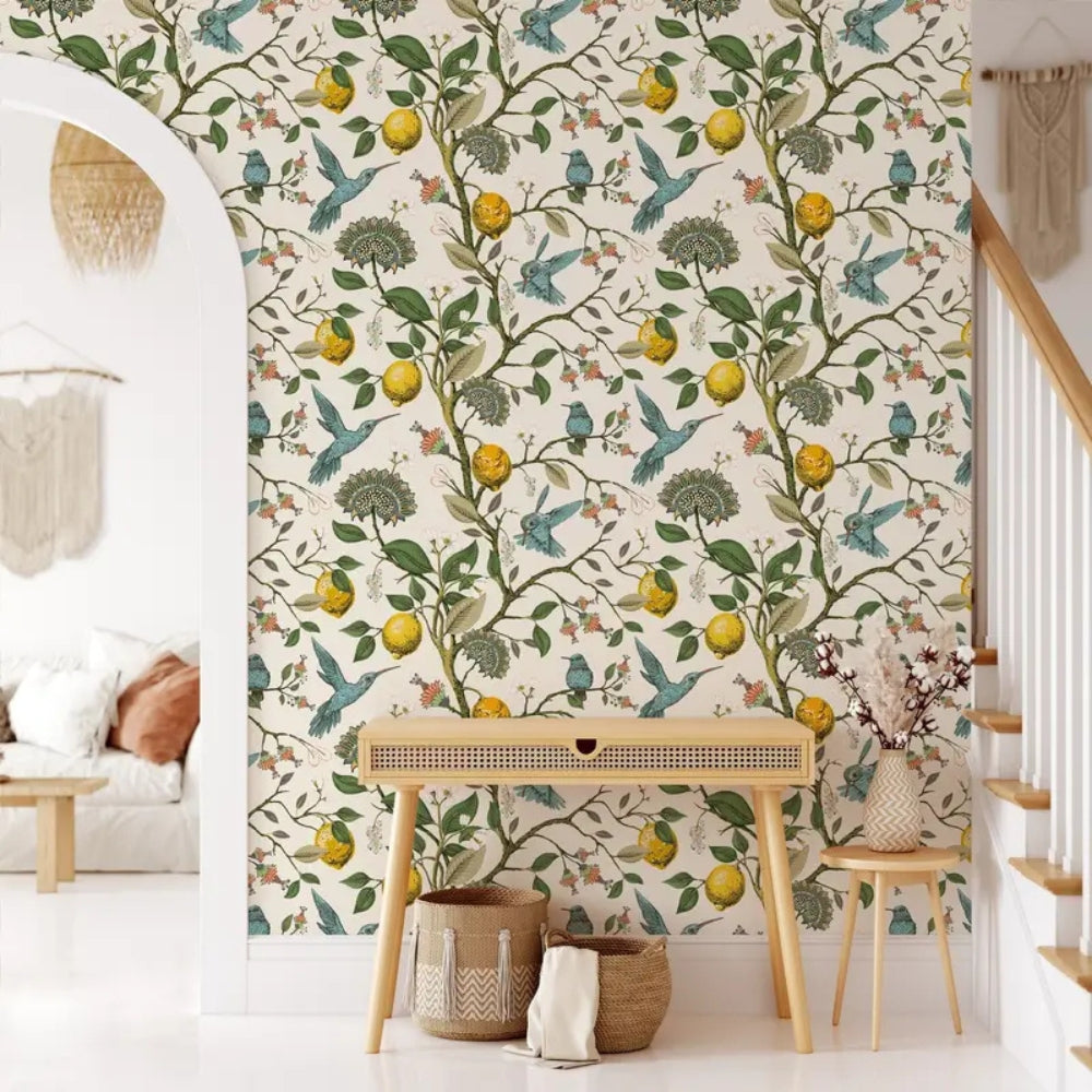 Lisslune | Lemon Bluebird PVC Adhesive Wallpaper