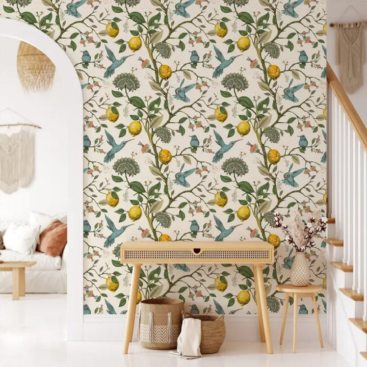 Lisslune | Lemon Bluebird PVC Adhesive Wallpaper
