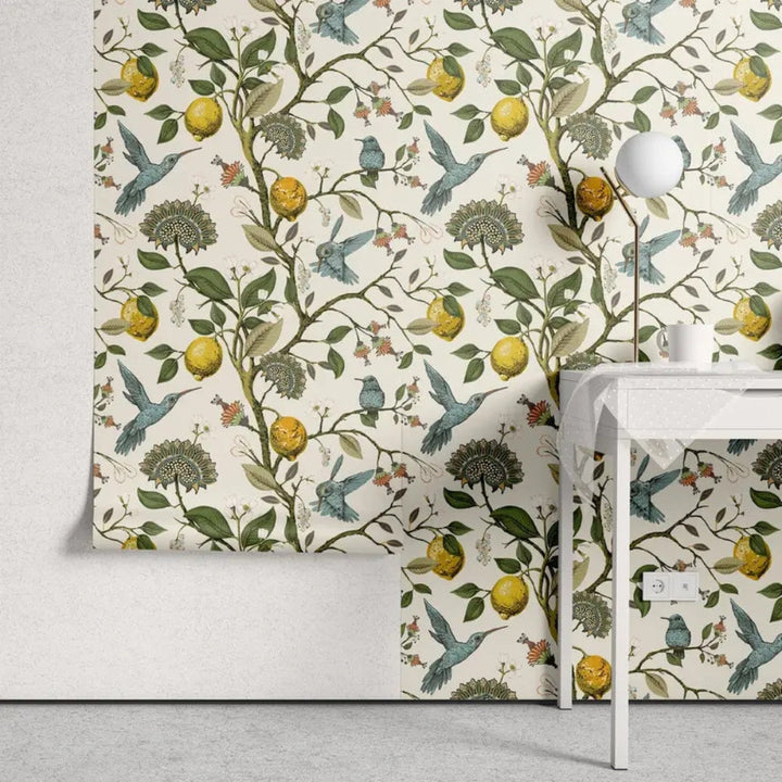 Lisslune | Lemon Bluebird PVC Adhesive Wallpaper
