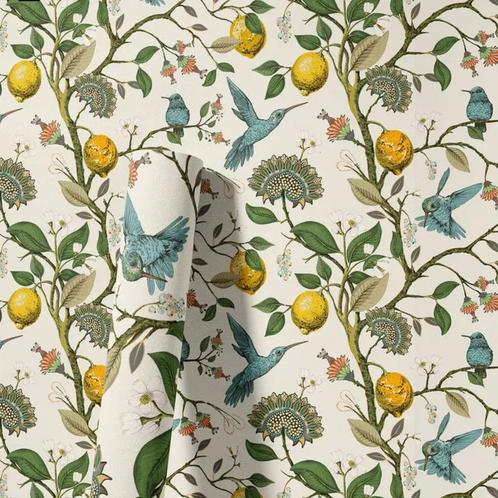 Lisslune | Lemon Bluebird PVC Adhesive Wallpaper