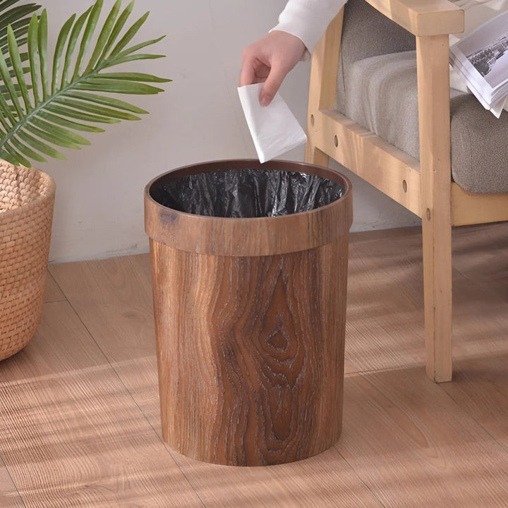 Lisslune | LignoBin – Scandinavian Style Wooden-Effect Waste Bin (8L)