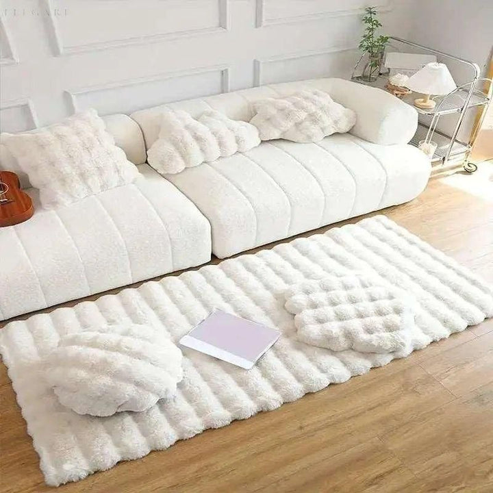 Lisslune | Floral Plush Synthetic Fur Rug with Non-Slip Backing