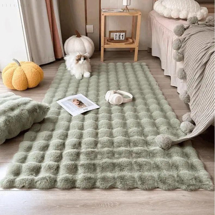 Lisslune | Floral Plush Synthetic Fur Rug with Non-Slip Backing