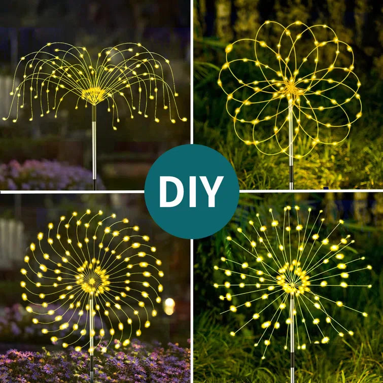 Lisslune | 4 Piece Solar Firework Garden Lights - Weatherproof LED Decorative Lighting, Solar Energy for Garden and Patio