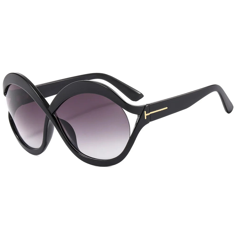 Lisslune | Oversized Sunglasses with UV400 Protection - Round Shape, Trendy and Lightweight