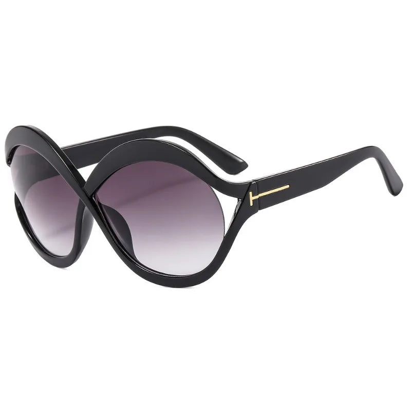 Lisslune | Oversized Sunglasses with UV400 Protection - Round Shape, Trendy and Lightweight