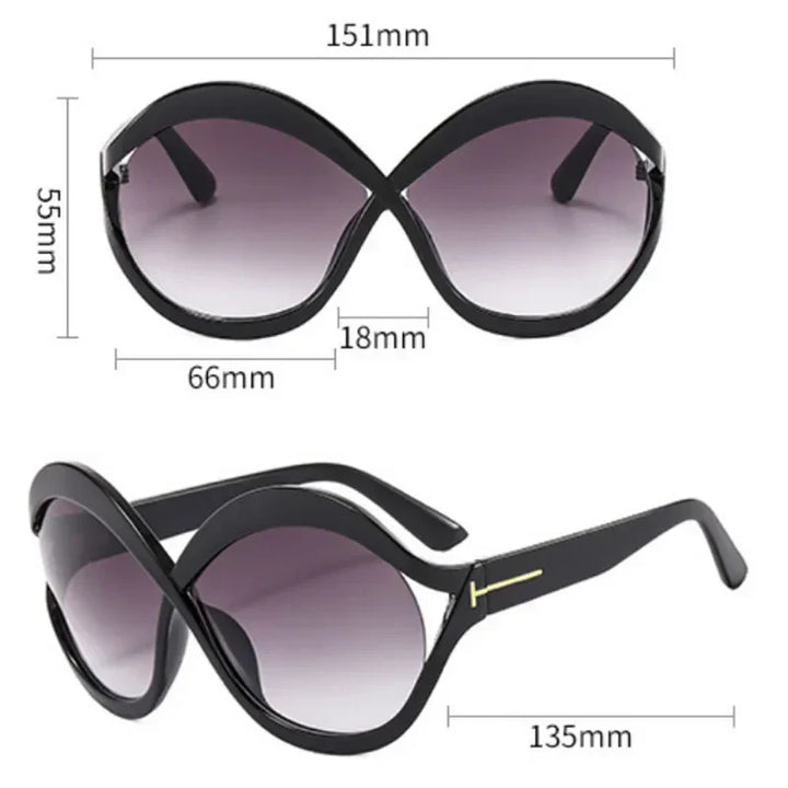Lisslune | Oversized Sunglasses with UV400 Protection - Round Shape, Trendy and Lightweight