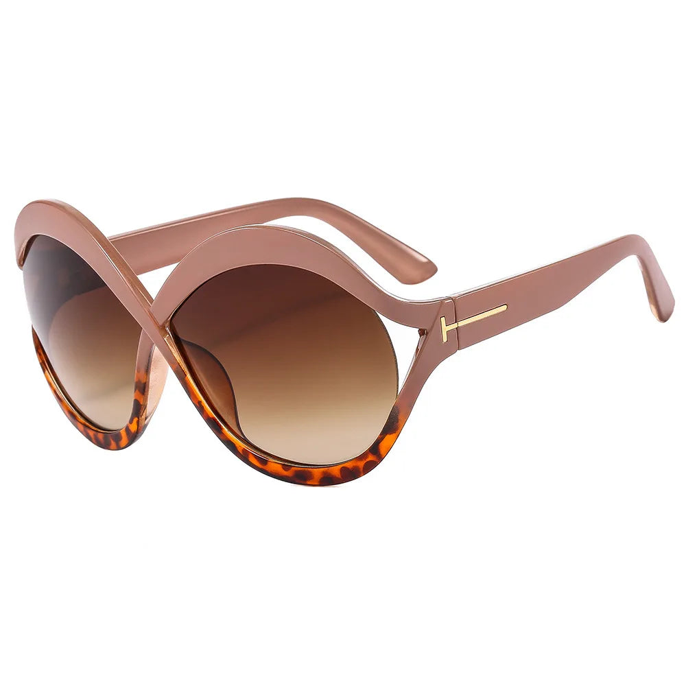 Lisslune | Oversized Sunglasses with UV400 Protection - Round Shape, Trendy and Lightweight