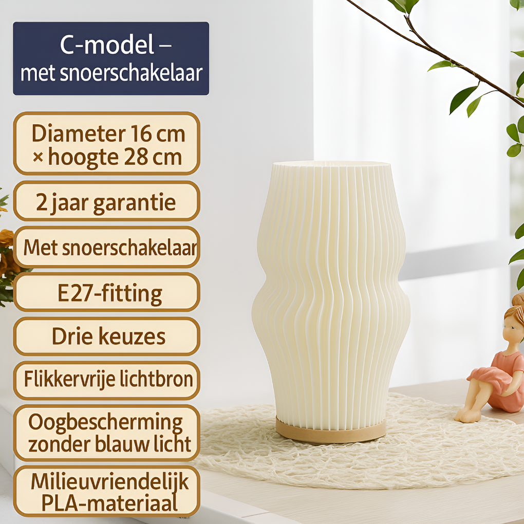 Lisslune | LunaSwirl | Luxury Modern Swirl LED Table Lamp – Elegant Ambient Lighting