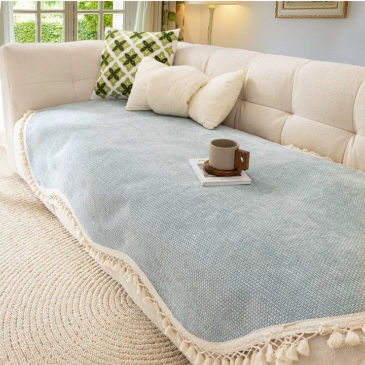 Lisslune | Luxury Chenille Woven Texture Tassel Sofa Cover